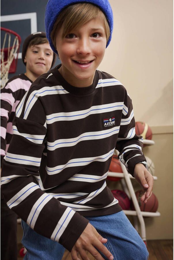 Z8 kids longsleeve Benjiro donkerbruin wit blauw - Foto 2