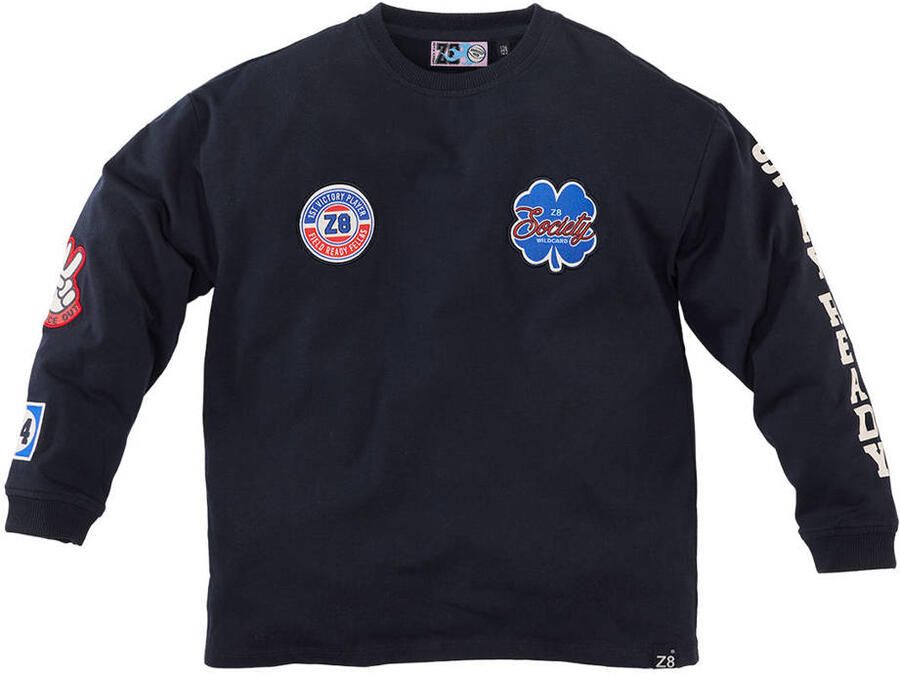 Z8 kids longsleeve met patches en print marineblauw