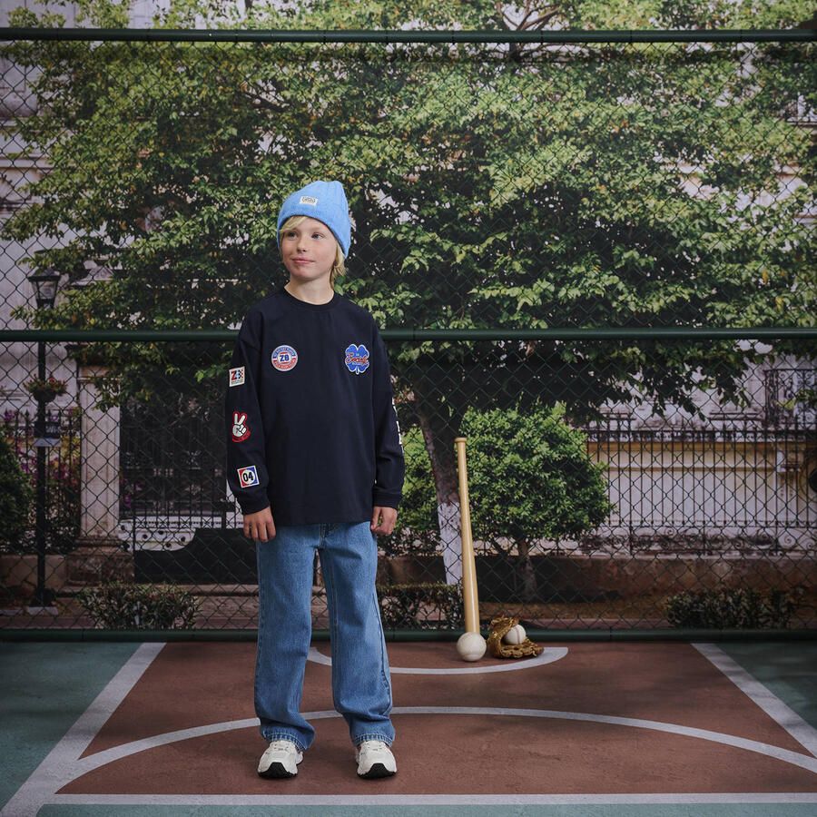 Z8 kids longsleeve met patches en print marineblauw - Foto 3