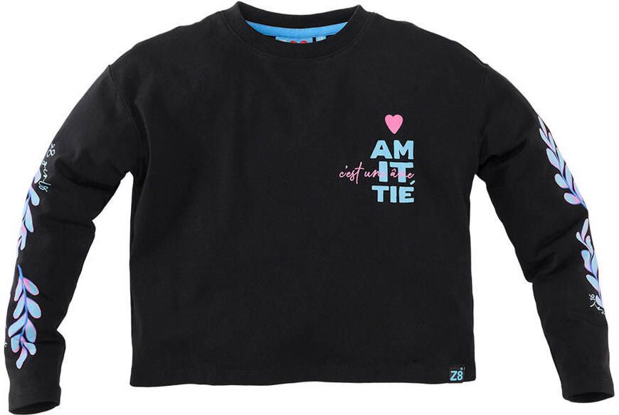 Z8 kids longsleeve met print zwart lichtblauw