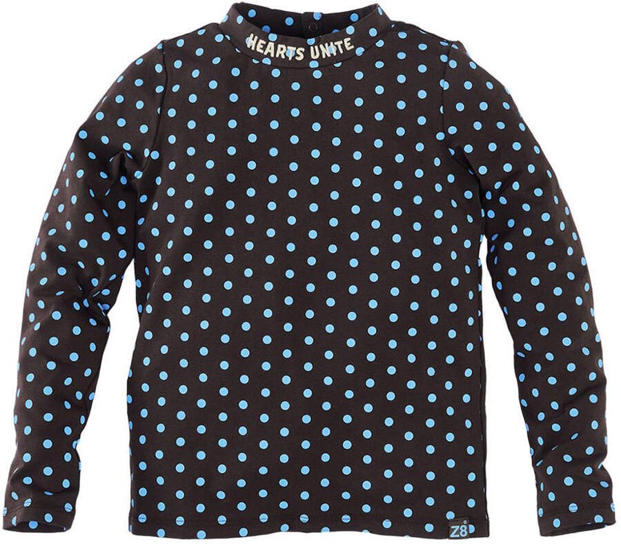 Z8 kids longsleeve Yibbie met stippen donkerbruin blauw