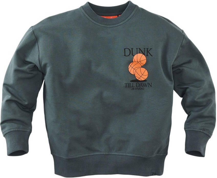 Z8 kids sweater Luka met backprint grijsgroen - Foto 6