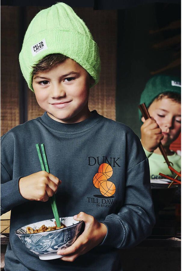Z8 kids sweater Luka met backprint grijsgroen - Foto 5