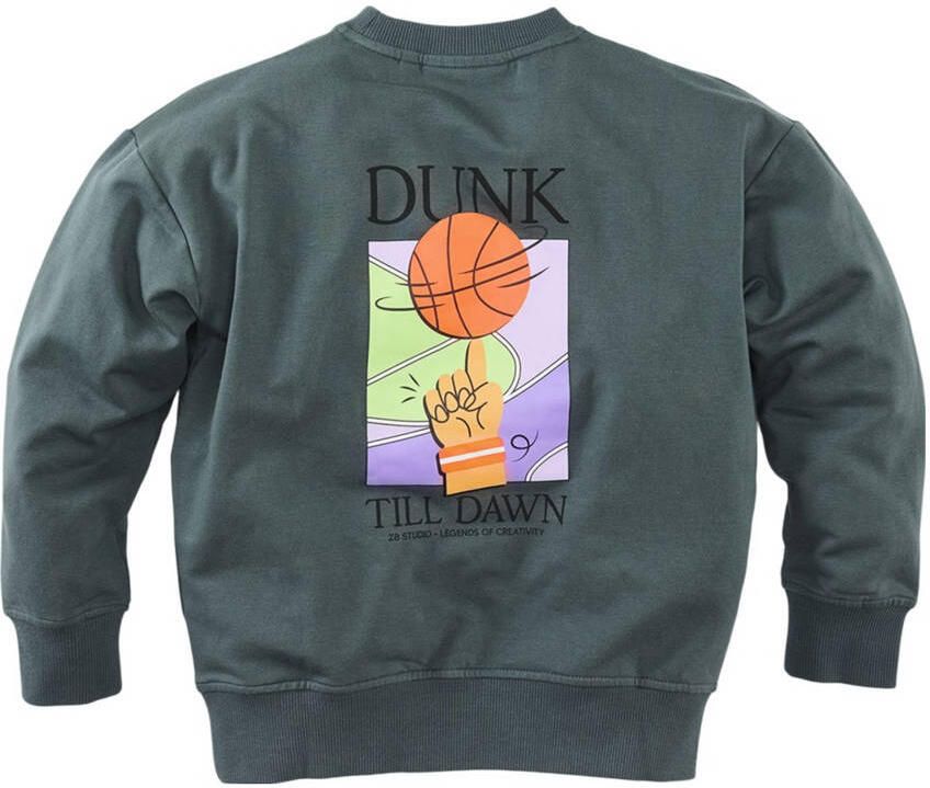 Z8 kids sweater Luka met backprint grijsgroen - Foto 4