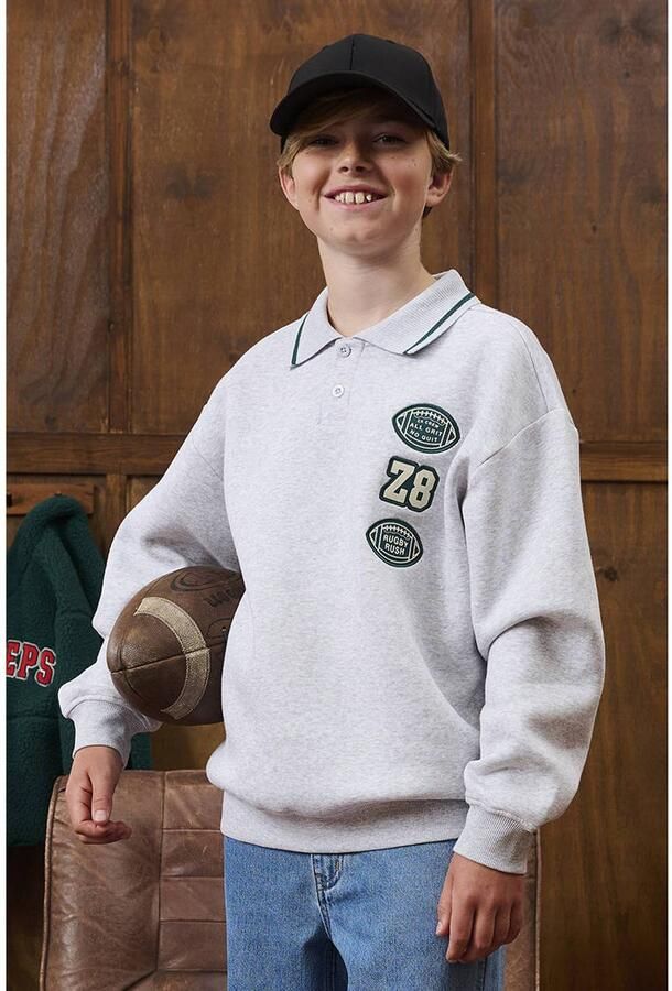 Z8 kids sweater met borduursels en tekst grijs groen Tekst - Foto 6