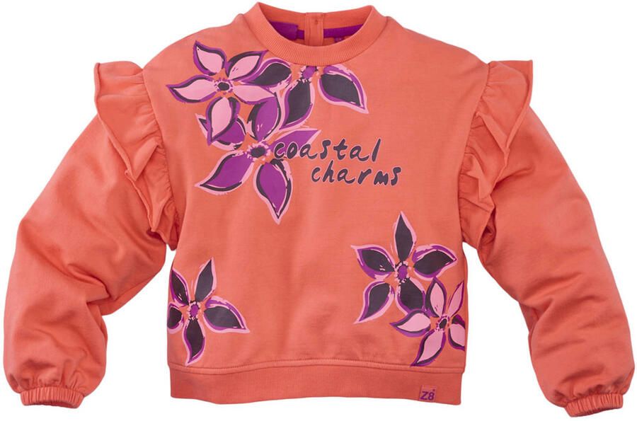 Z8 kids sweater Zumra met ruches koraal violet