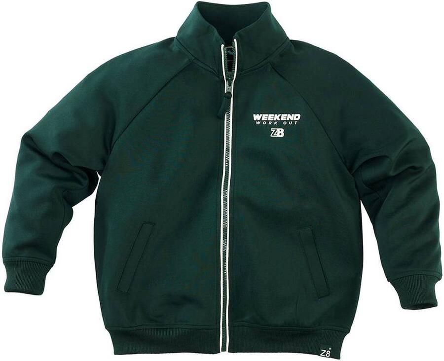 Z8 kids sweatvest Jeremy donkergroen Jongens Polyester Opstaande kraag