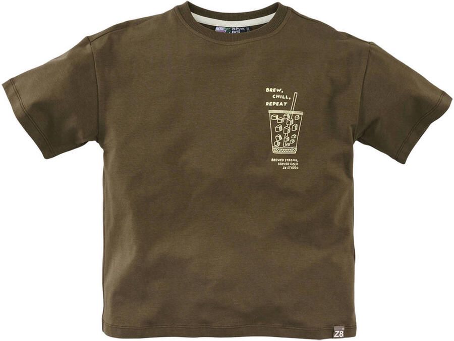 Z8 kids T-shirt Lenox met backprint olijfgroen