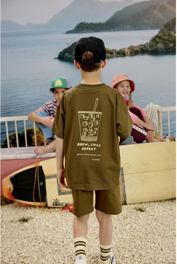 Z8 kids T-shirt Lenox met backprint olijfgroen - Foto 3