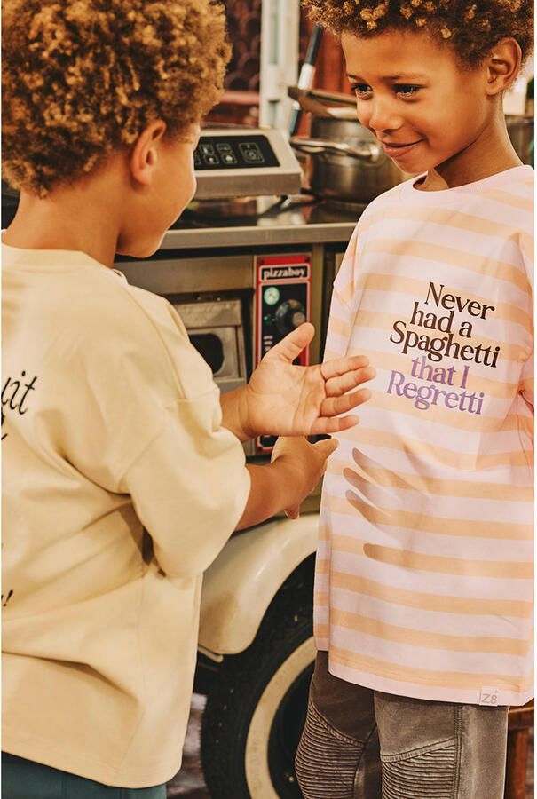 Z8 kids T-shirtr Lucca met streepprint lichtroze lichtoranje - Foto 4