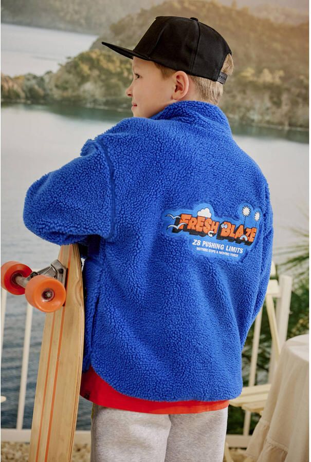 Z8 kids teddy jas Kenan met backprint blauw - Foto 5