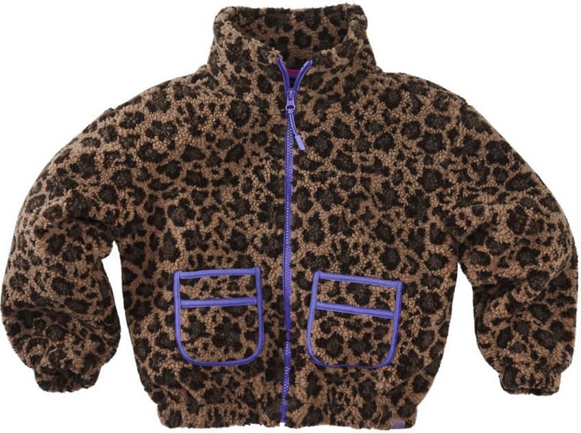 Z8 kids teddy winterjas Marika met panterprint bruin - Foto 5