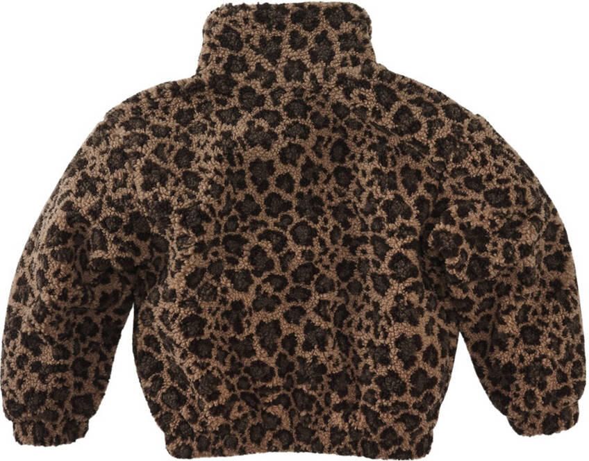 Z8 kids teddy winterjas Marika met panterprint bruin - Foto 4