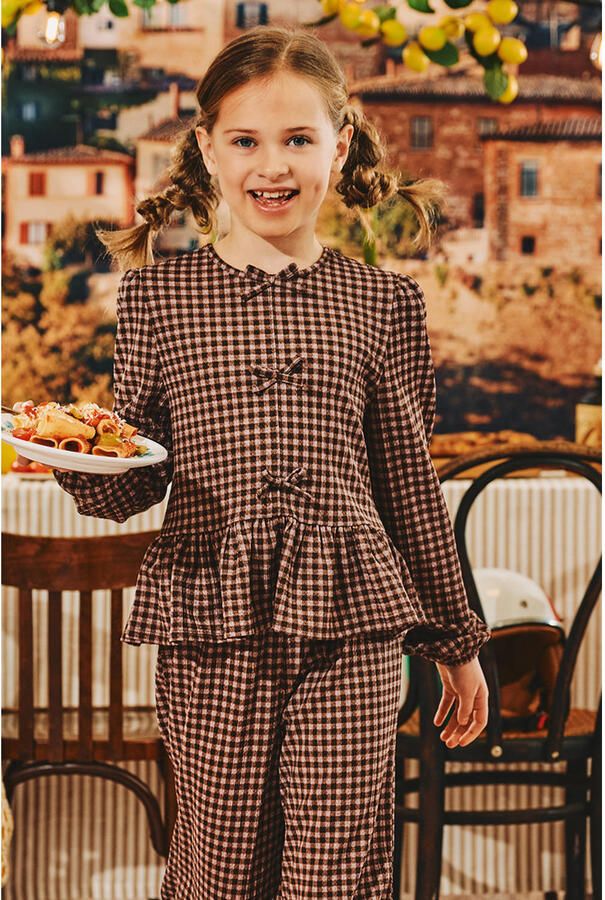 Z8 kids top met strikdetails bruin lila - Foto 4