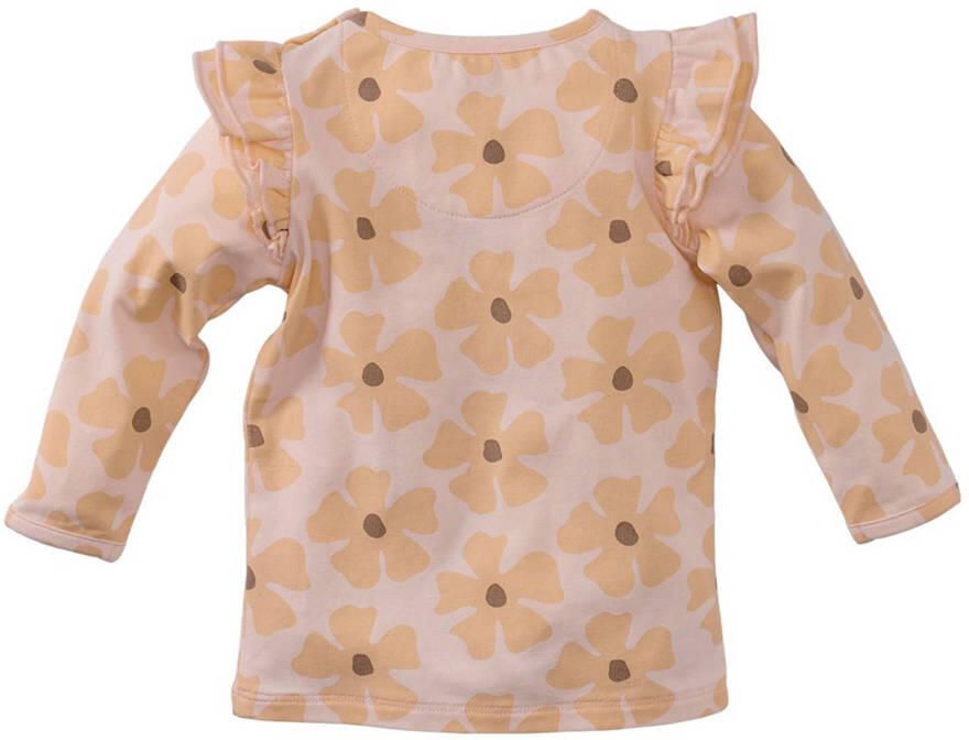 Z8 newborn longsleeve Mirella met bloemenprint lichtroze zachtoranje