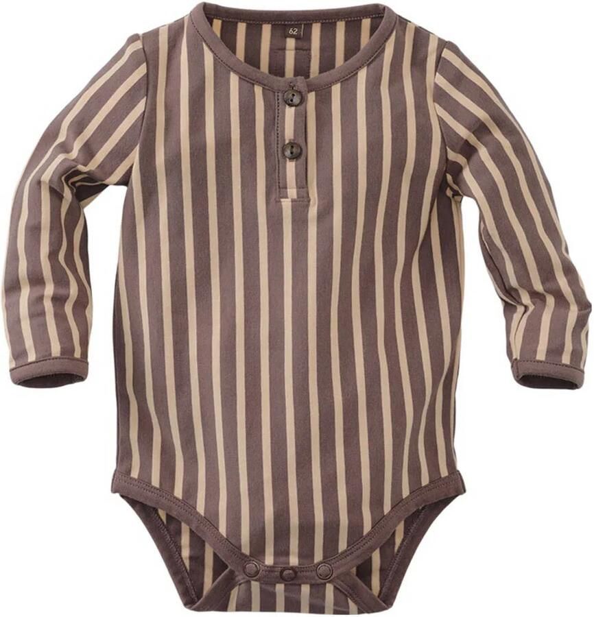 Z8 newborn romper Alfredo met streepdessin bruin zand - Foto 3