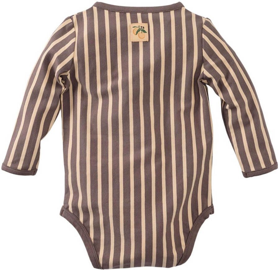 Z8 newborn romper Alfredo met streepdessin bruin zand