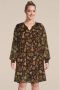 Zhenzi A-lijn jurk MELODIE met all over print en ceintuur zwart bruin - Thumbnail 1