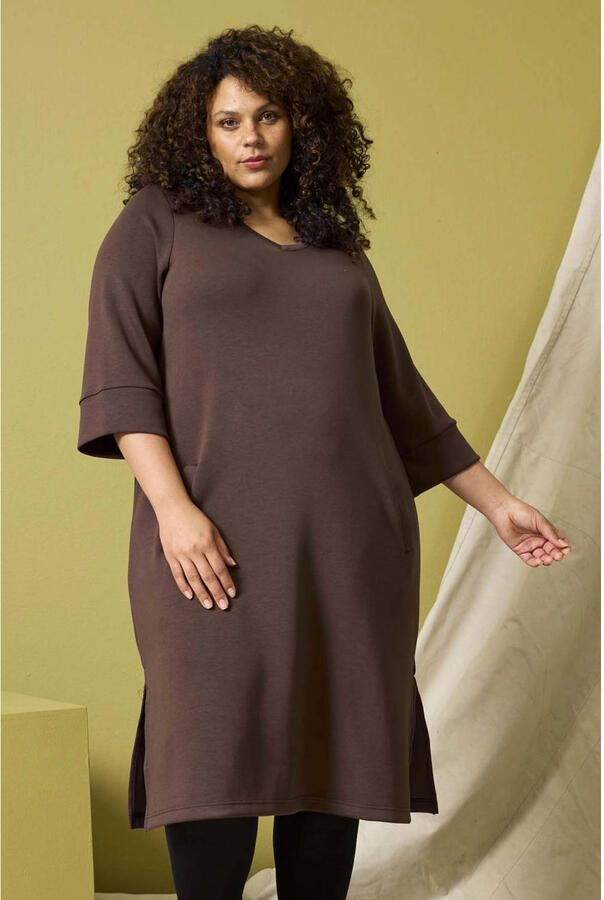 Zhenzi A-lijn jurk Plus Size bruin
