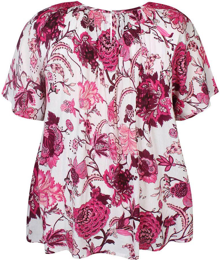 Zhenzi gebloemd T-shirt broderie roze - Foto 2