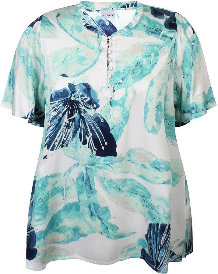 Zhenzi gebloemde blousetop blauw