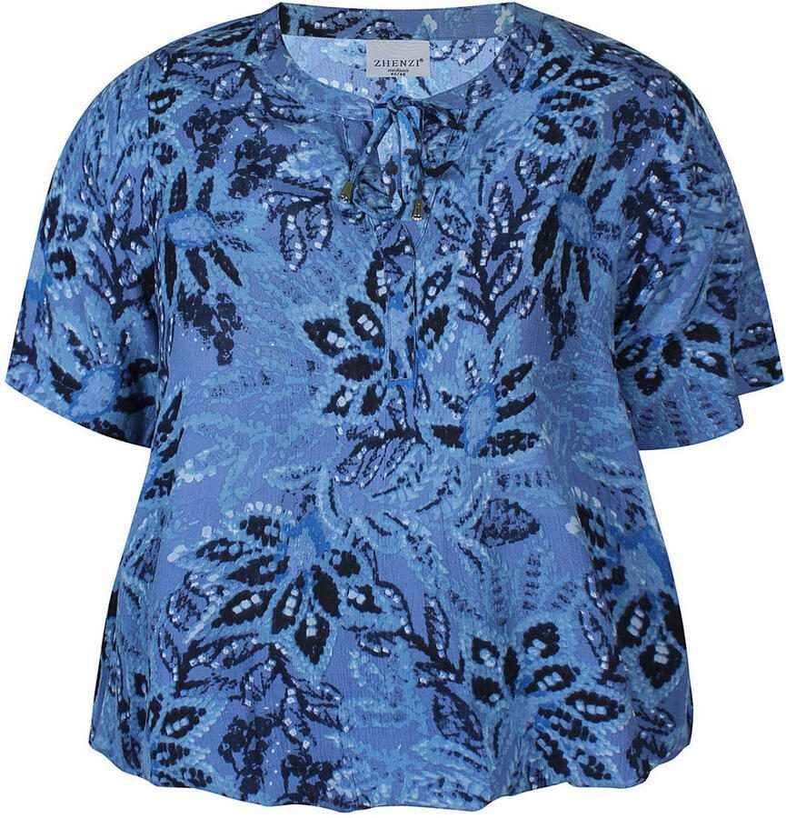 Zhenzi gebloemde top blauw