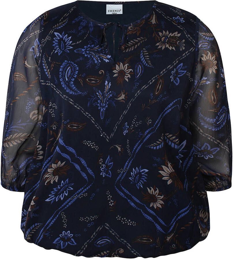 Zhenzi gebloemde top Plus Size donkerblauw - Foto 2