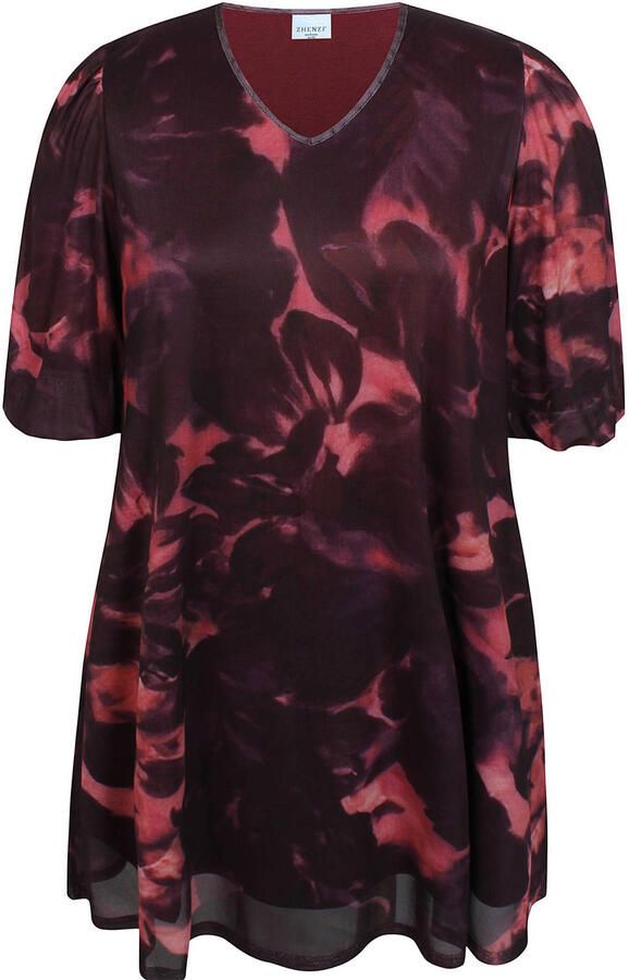 Zhenzi gebloemde tuniek Plus Size roze