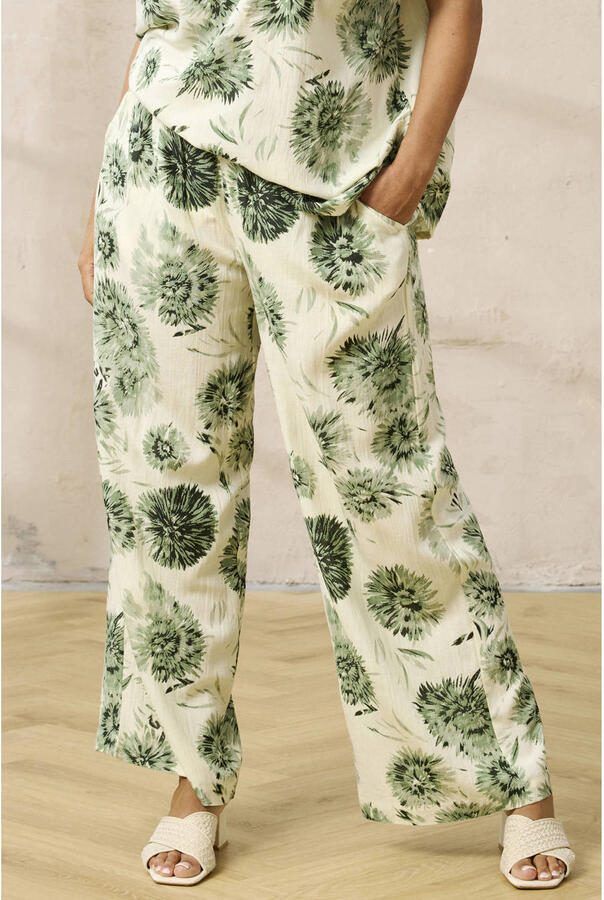 Zhenzi high waist gebloemde broek groen - Foto 2