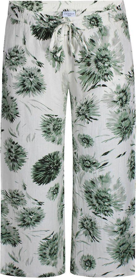 Zhenzi high waist gebloemde broek groen - Foto 3