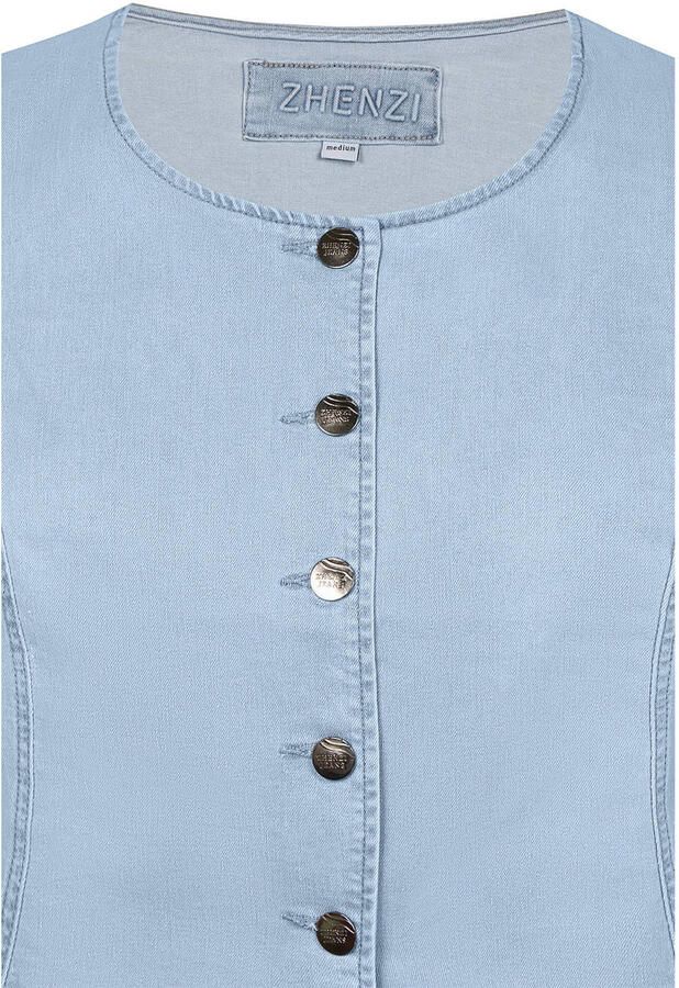 Zhenzi katoenen aansluitend gilet Plus Size lichtblauw denim - Foto 2