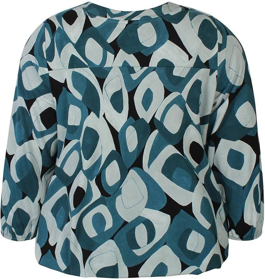 Zhenzi Plus Size blouse met print petrol - Foto 2