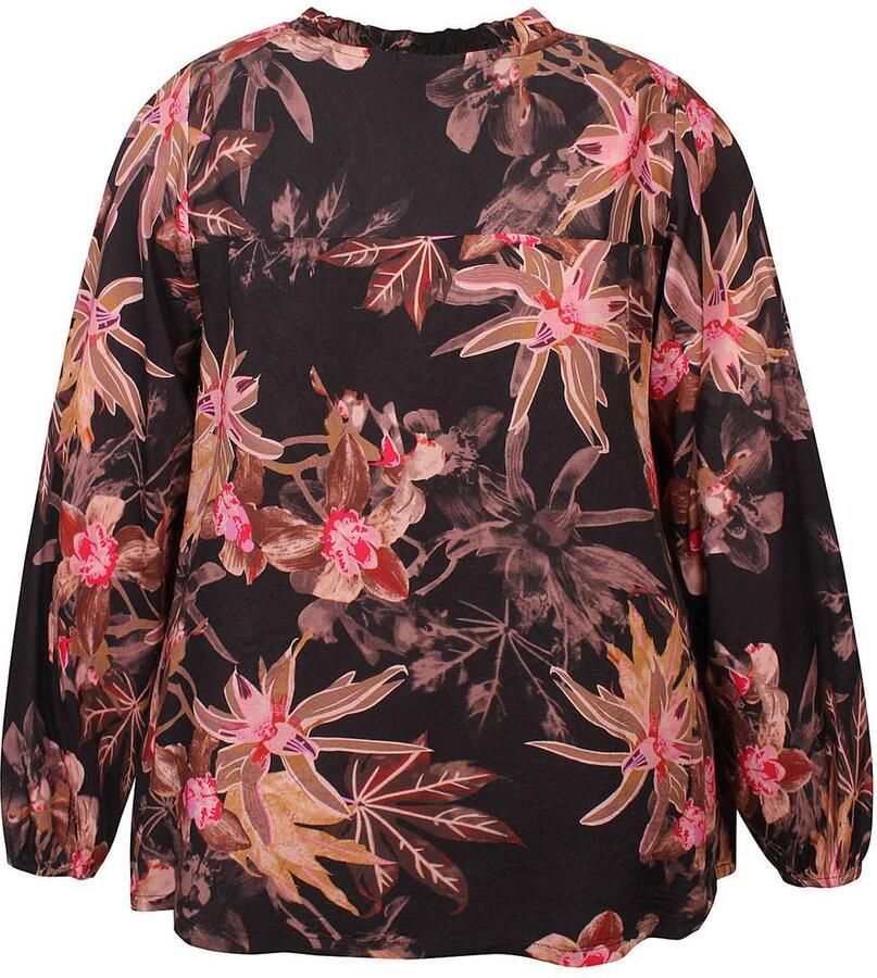 Zhenzi Plus Size gebloemde blouse zwart roze - Foto 2