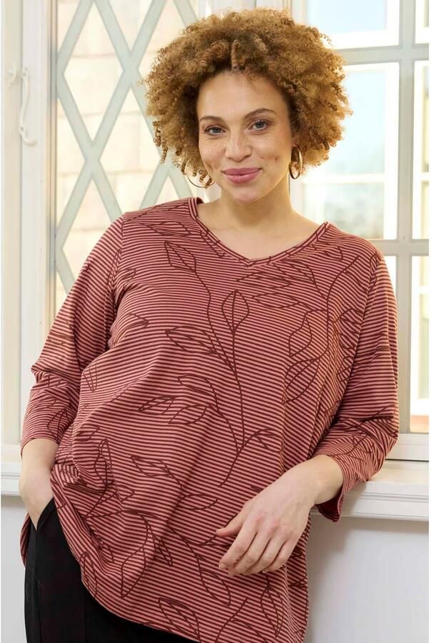 Zhenzi Plus Size gebloemde top donkerrood - Foto 3