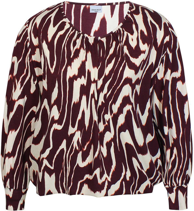 Zhenzi top Plus Size met print donkerrood