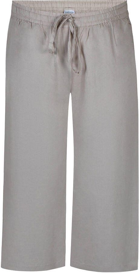 Zhenzi wide leg regular waist broek taupe