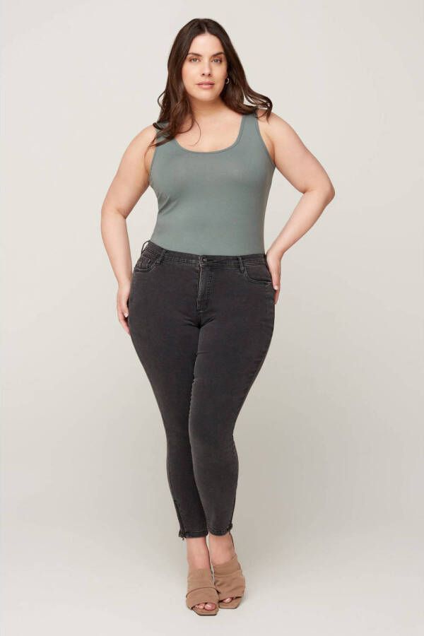 Zizzi cropped high waist skinny jeans Amy grey denim