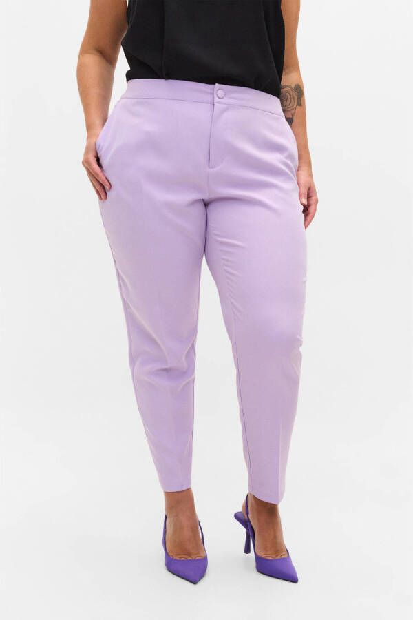 Zizzi cropped high waist tapered fit pantalon JKAISA lila