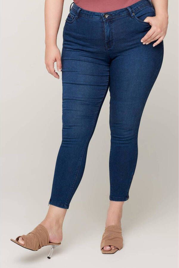 Zizzi high waist cropped super slim fit jeans AMY dark denim