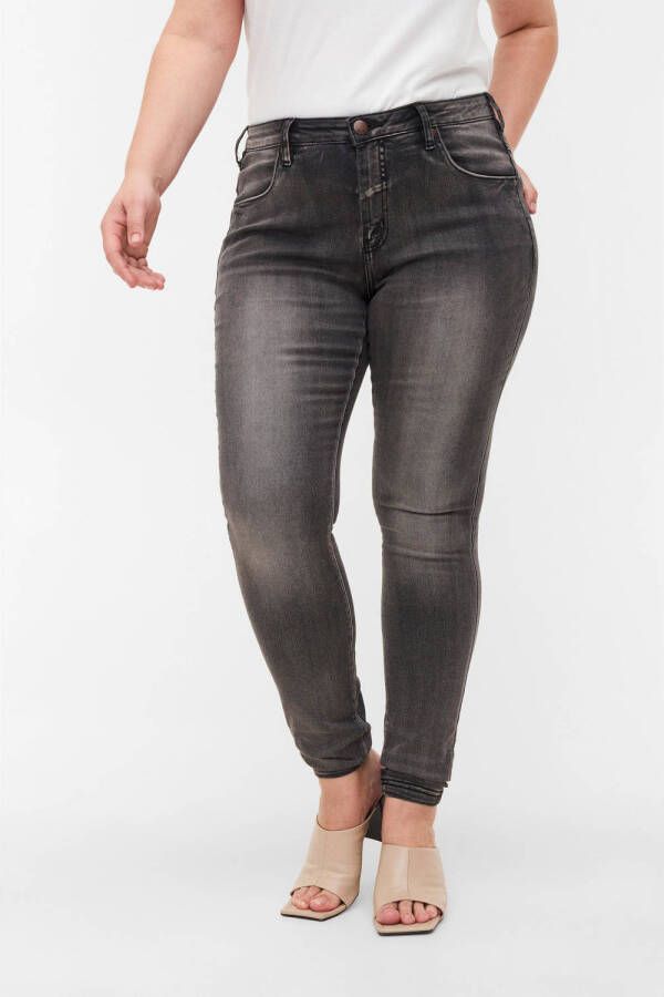 Zizzi high waist super slim jeans Amy grijs