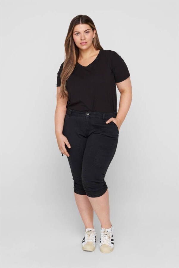 Zizzi Capri jeans met elastische plooi aan de voetzoom