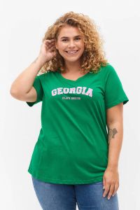 Zizzi T-shirt met biologisch katoen groen