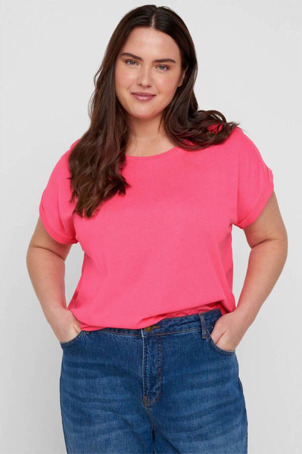 Zizzi T-shirt met omslagdetail MKATJA roze