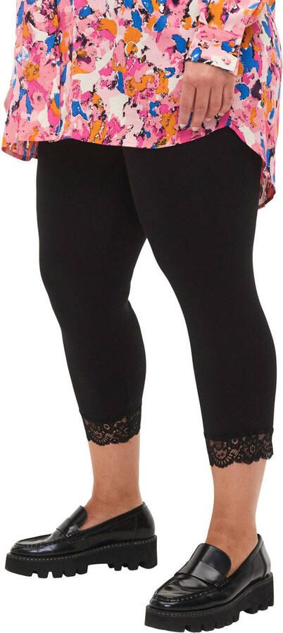 Zizzi 3 4 legging met kant zwart