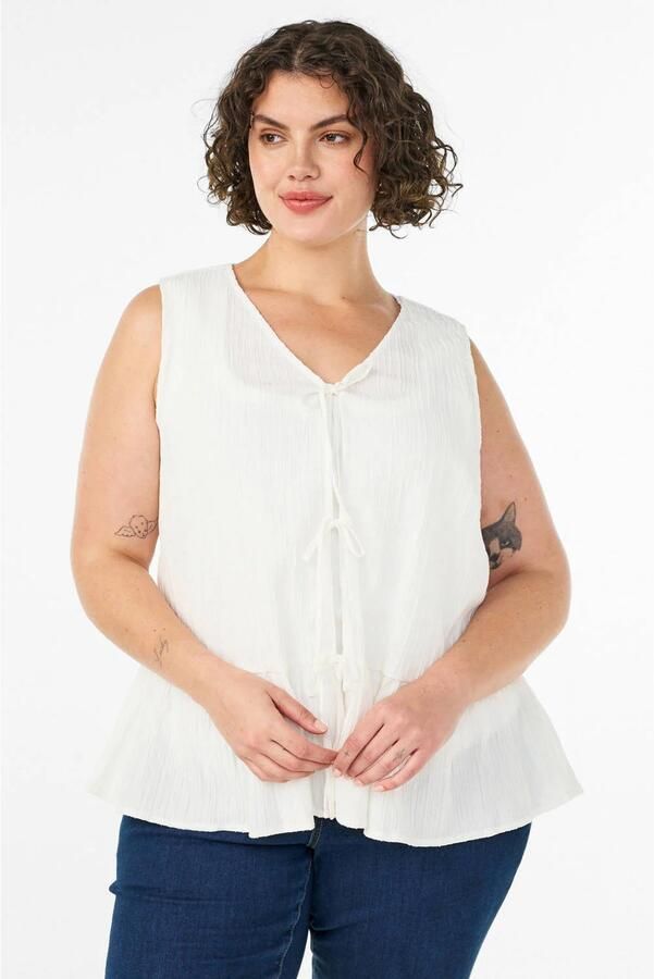 Zizzi a-lijn gestreepte top Plus Size wit