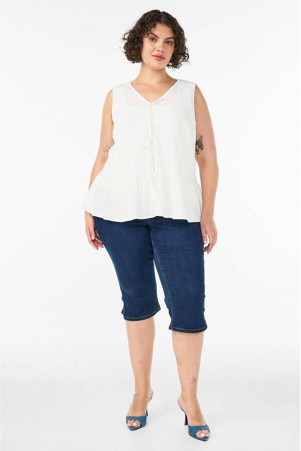 Zizzi a-lijn gestreepte top Plus Size wit - Foto 2