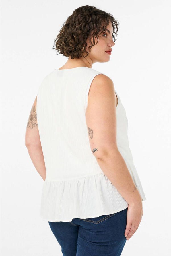 Zizzi a-lijn gestreepte top Plus Size wit - Foto 3
