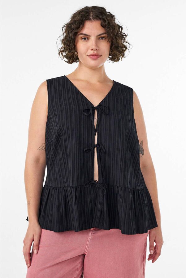 Zizzi a-lijn gestreepte top Plus Size zwart