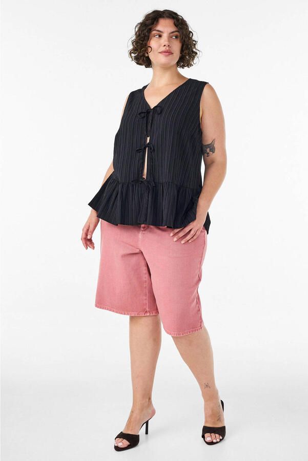 Zizzi a-lijn gestreepte top Plus Size zwart - Foto 2