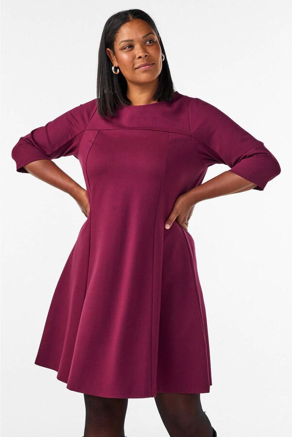 Zizzi A-lijn jurk Plus Size donkerrood